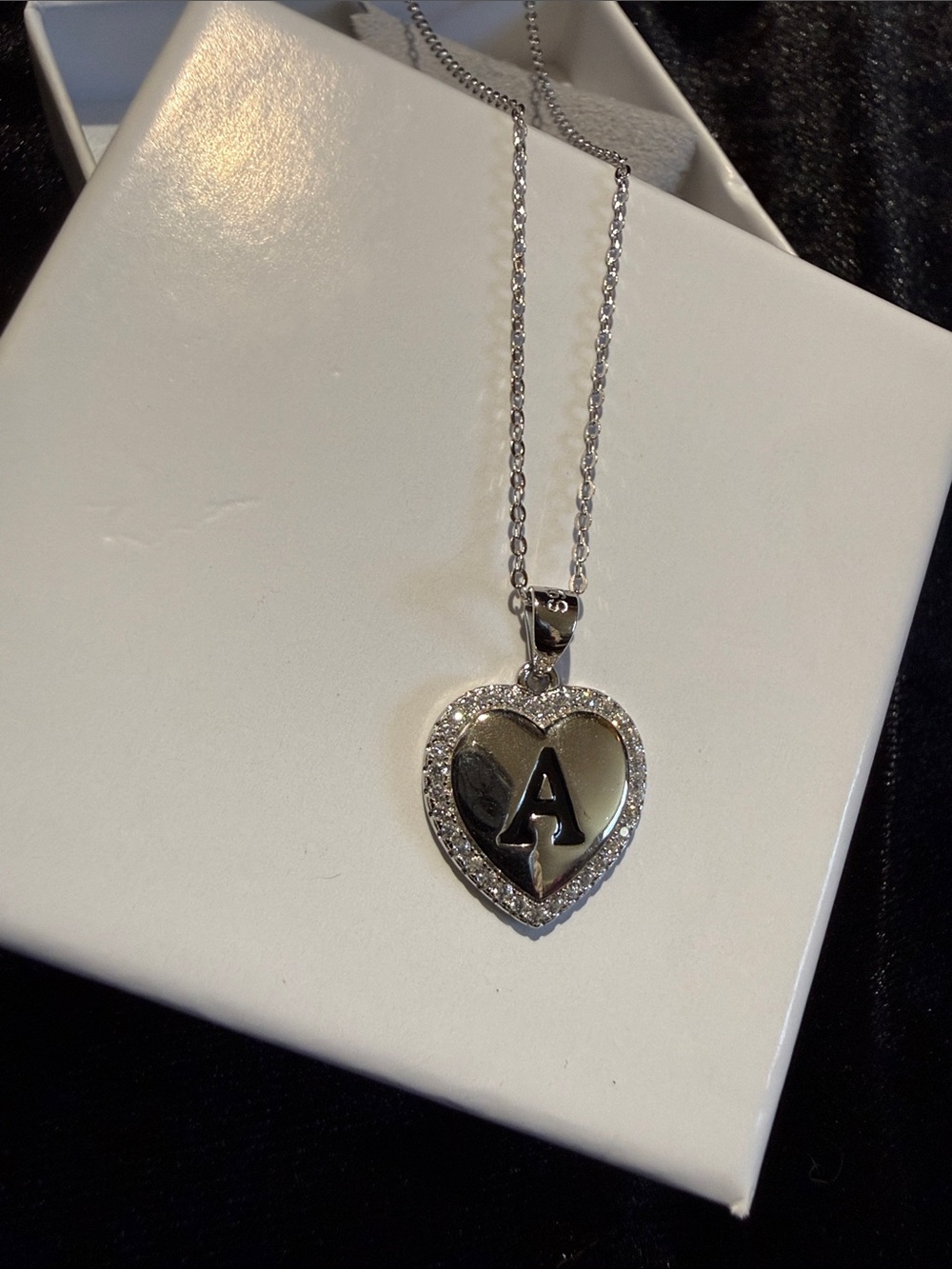 Sterling Silver Heart Necklace with Initial A
